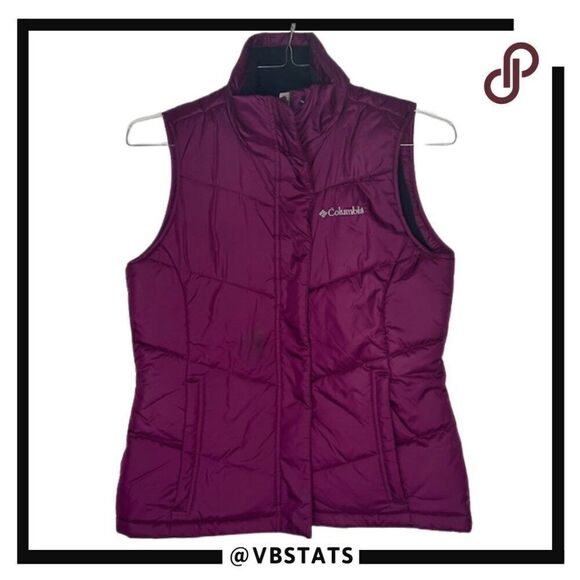 Columbia Women's Small Maroon Full Zip Puffer Vest with Velcro Closures - Picture 1 of 7